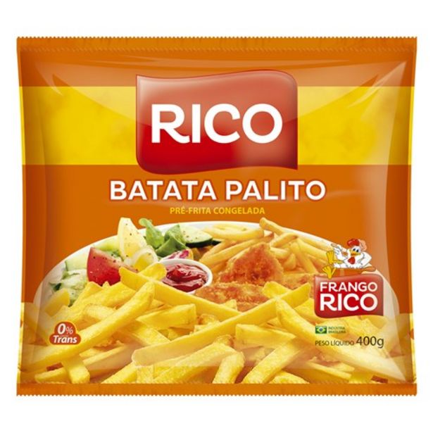 Oferta de Batata Palito Congelada Rico Pré Frita Pacote 400G por R$5,49