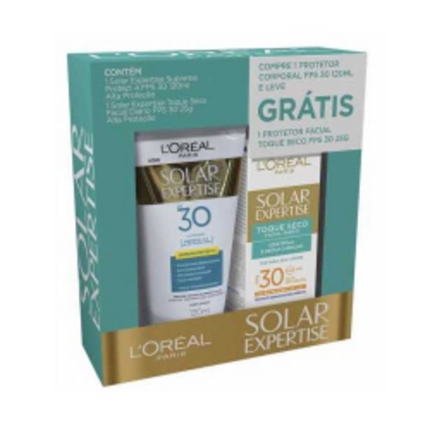 Oferta de Kit Loreal 120ml Protetor Solar + Protetor Facial  por R$44,29