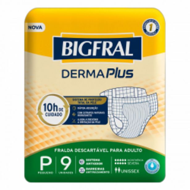 Oferta de Fralda Bigfral Derma Plus Pequena C/9 por R$27,69