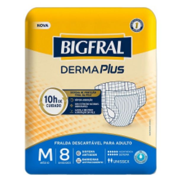Oferta de Fralda Bigfral Derma Plus M C/8 por R$27,99