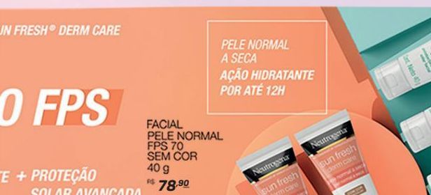 Oferta de Neutrogena Sun Fresh facial pele normal fps 70  40g por R$78,9