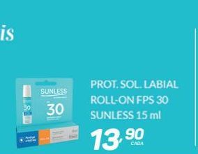 Oferta de Protetor solar labial roll-on fps 30 Sunless 15ml por R$13,9
