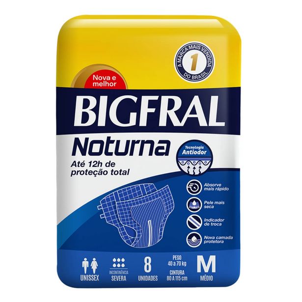 Oferta de Fralda Geriátrica Bigfral Noturna M 8 Unidades por R$31,99
