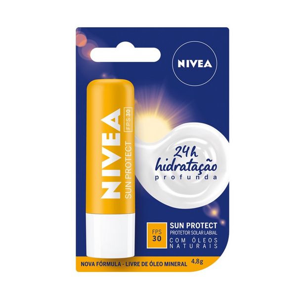 Oferta de Protetor Solar Hidratante Labial Nivea Sun Protect Alta Proteção FPS30 4,8g por R$19,99