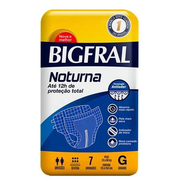 Oferta de Fralda Geriátrica Bigfral Noturna G Com 7 Unidades por R$31,99