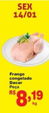 Oferta de Frango congelado Dacar kg por R$8,19
