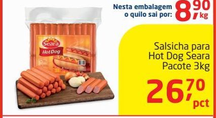 Oferta de Salsicha Seara 3 kg por R$26,7