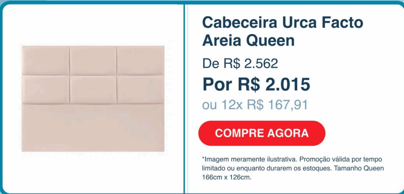 Oferta de Cabeceira Urca Facto Areia Queen  por R$2015