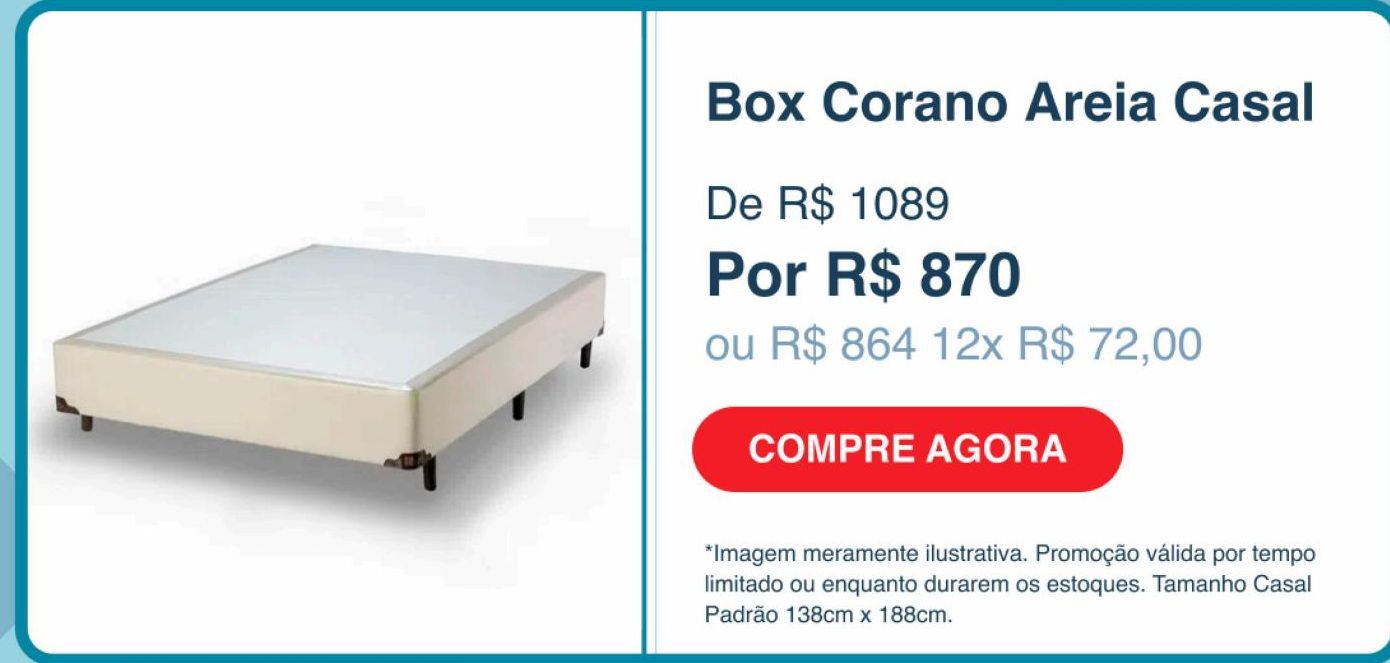 Oferta de Box Corano Areia Casal  por R$870