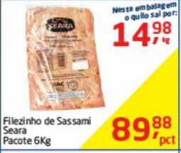 Oferta de Filezinho de Sassami Seara 6kg por R$89,88