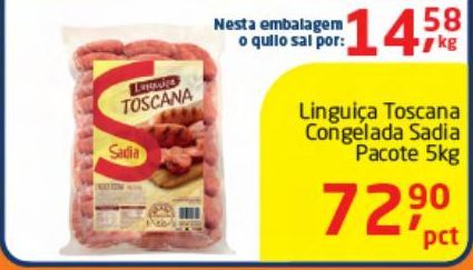 Oferta de Linguiça Toscana Sadia 5kg por R$72,9