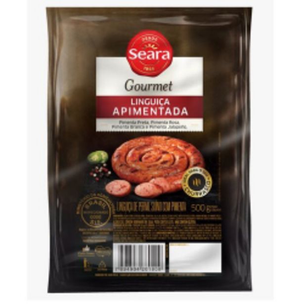 Oferta de Linguica Pernil Seara Gourmet Com Pimenta 500g por R$21,98 em Enxuto
