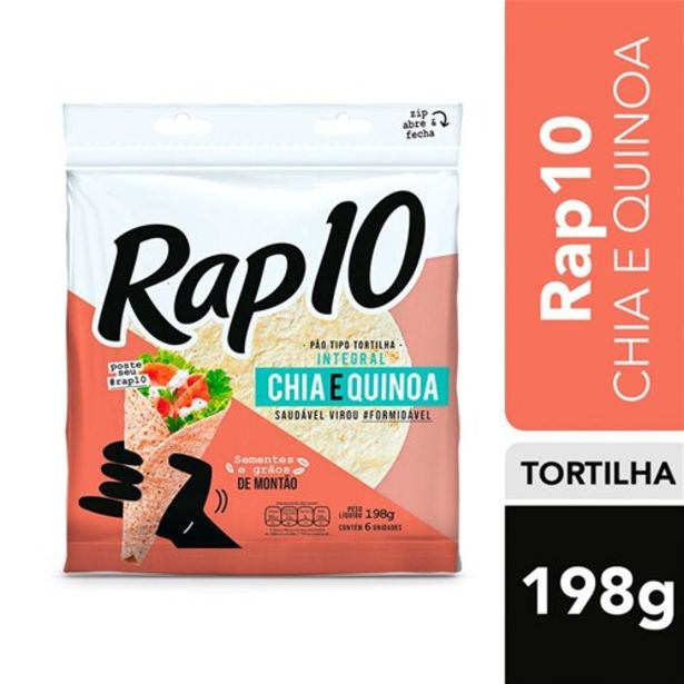Oferta de Tortilha Integral Rap10 Chia e Quinoa 198G por R$8,99 em GoodBom
